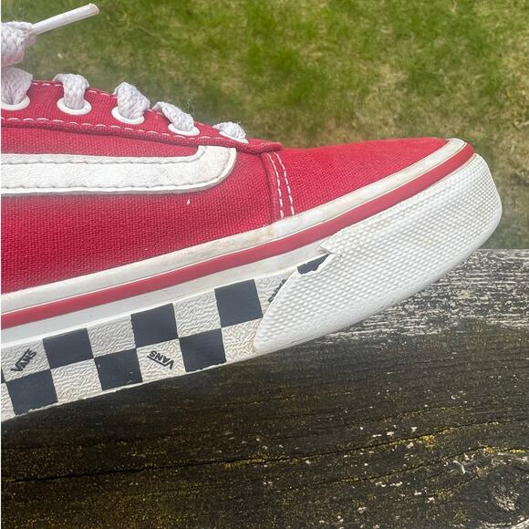 VANS Red Canvas Checkered Soles Sk-8 Low Top Sneakers, Youth 1 Boys/Girls - Picture 8 of 9